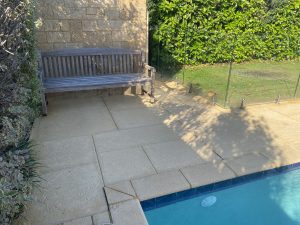 Pressure cleaned pavers around pool after